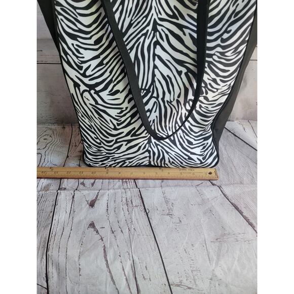 Zebra Print Tote Bag Purse Black White Shoulder Handbag Large Carryall Unbranded - Picture 4 of 14